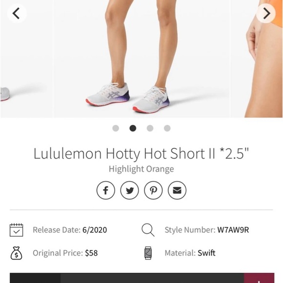 Lululemon Hotty Hot Short ll *2.5” Size 10 In Highlight Orange - Picture 6 of 10